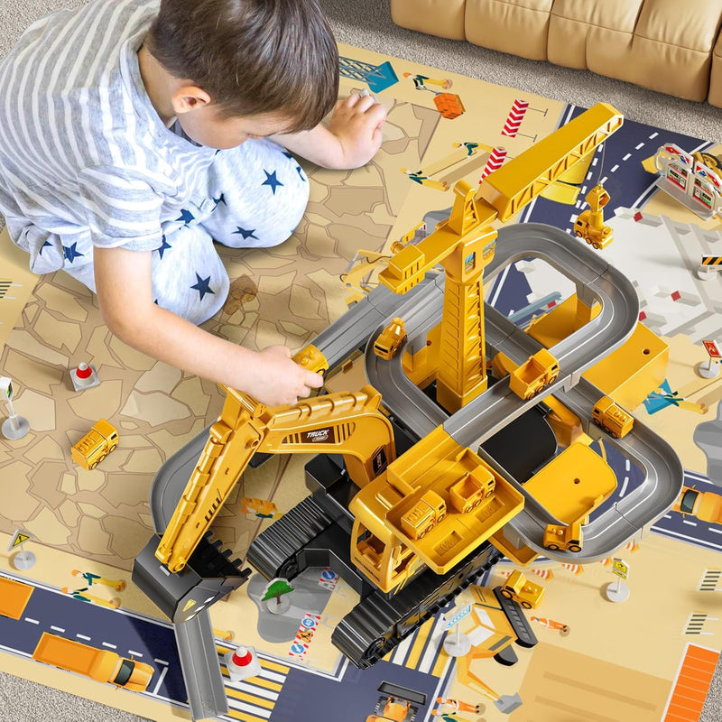 TEMI 3 4 5 6 7-jährige Jungen BAU LKW Spielzeug für Ingenieurbagger Bahn, Bagger Kran Spielzeug für