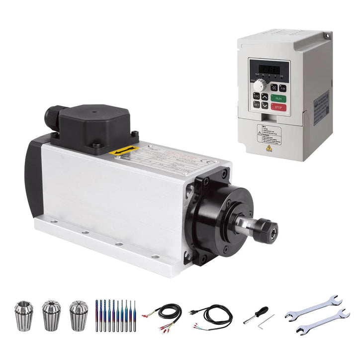 CNC-Spindelmotor-Set, 220 V, 1,5 kW, ER16, luftgekühlter Spindelmotor, quadratisch, CNC-Motor + 220