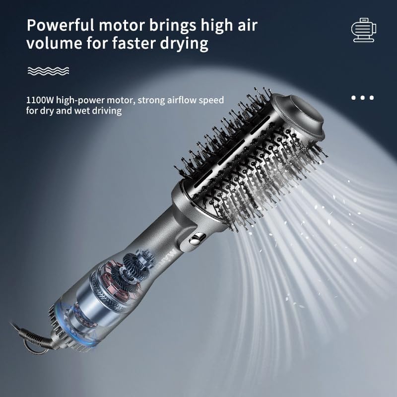 Warmluftbürste Rundbürstenföhn, One-Step Haartrockner, Multifunktionaler Föhn Kamm, Stylingbürsten,