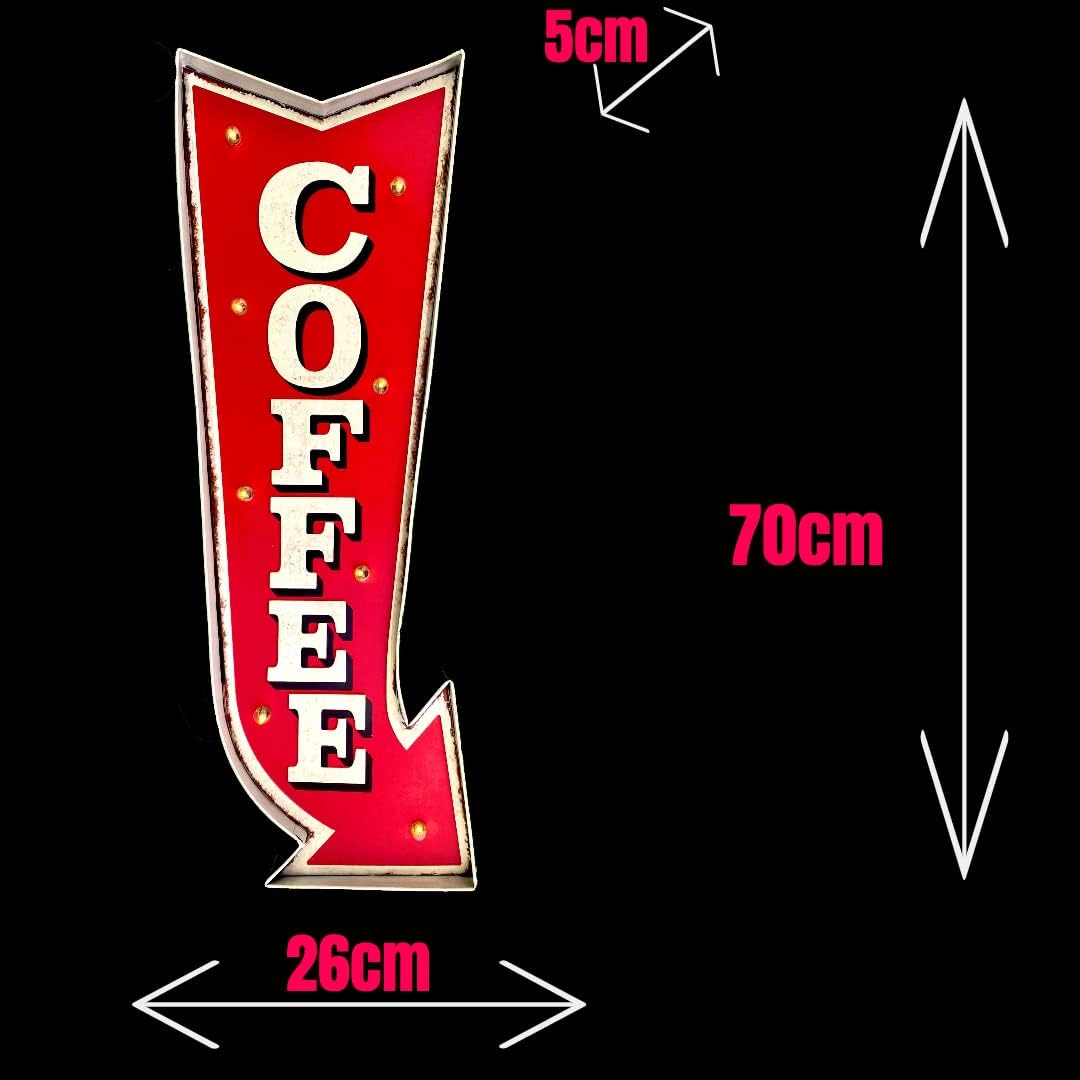 DiiliHiiri Dekoration für Retro Cafés – Dekorationen für Küche und Restaurant, LED Schild, Bar Zubeh