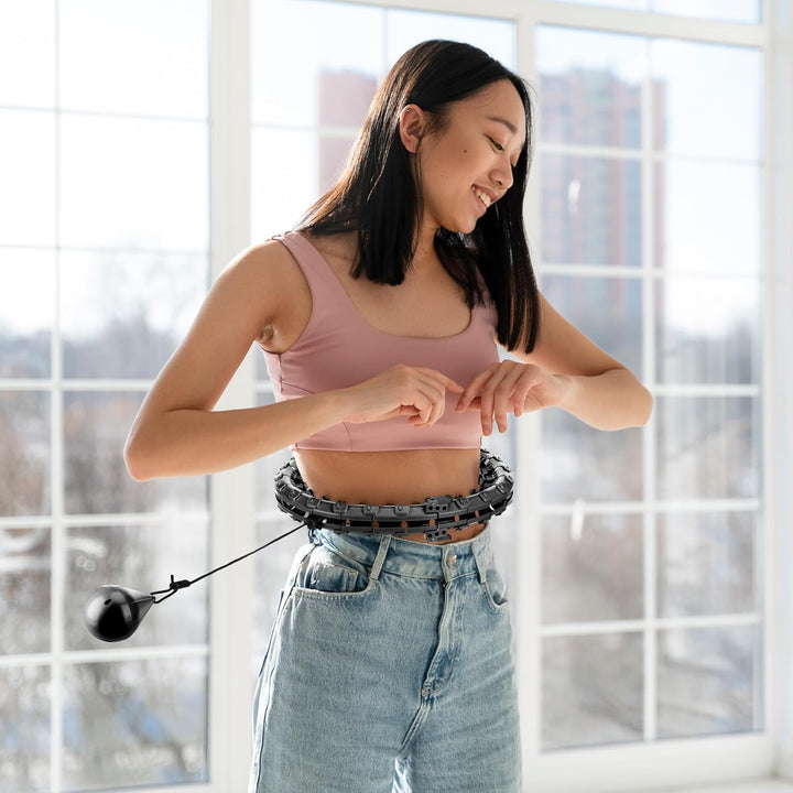 Queenfit Smart Hula Hoop Reifen Erwachsene, Hula Hoop mit Gewicht, Hulahuppreif zum Abnehmen, Smart