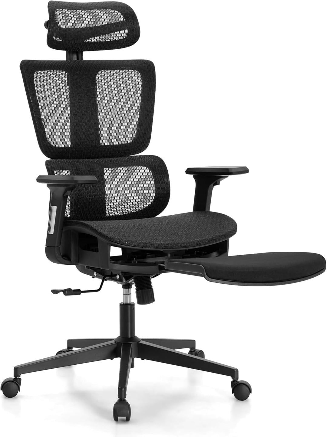 ALPHA HOME Ergonomischer Bürostuhl Schreibtischstuhl mit Fussstütze Verstellbarer Lendenwirbelstütze