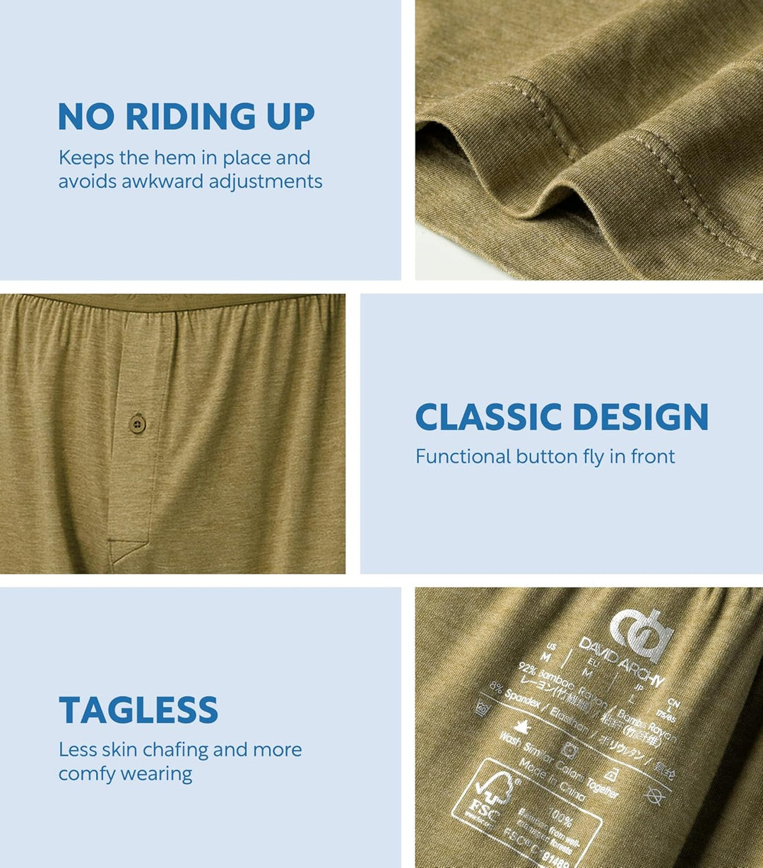 DAVID ARCHY Herren-Boxershorts – weiche Boxershorts aus Bambusfaser für Herren mit Knopfleiste, Schw