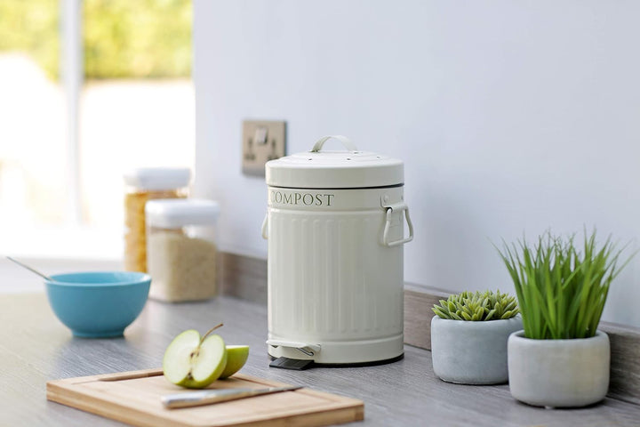 KitchenCraft Pedal betriebener Mini-Küchen-Kompostbehälter, 3 Liter
