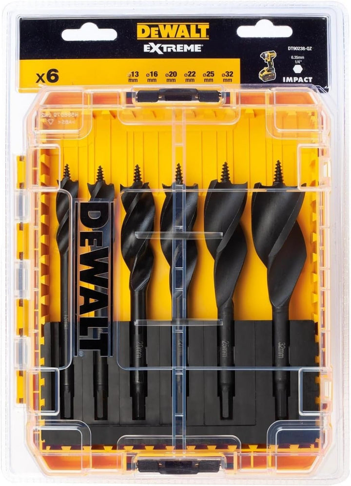 DeWALT DT90238-QZ Holzbohrer-Set 6-tlg, schwarz/gelb