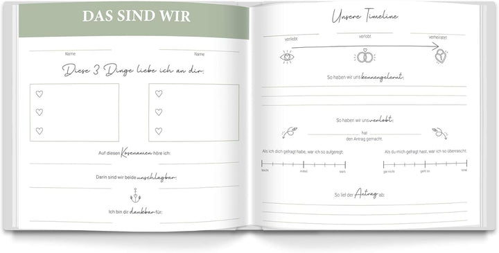LEAF & GOLD® Gästebuch Hochzeit I Edles Hochzeitsgästebuch mit Fragen I Gästebuch zum Ausfüllen mit