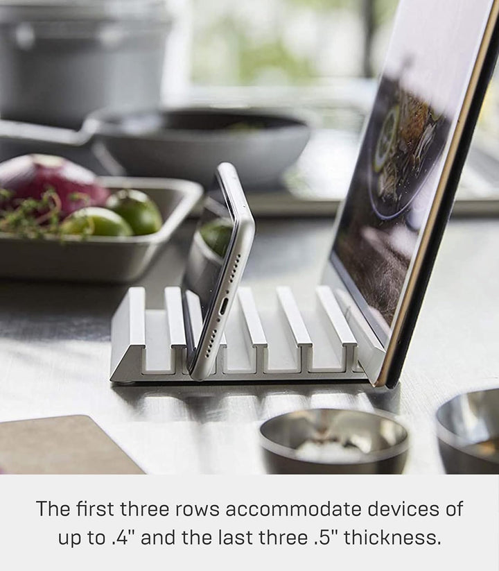 Yamazaki Tower 5274 Tablet-Ständer, Smartphone and Tablet Stand, Weiss, Aluminium/Silikon, 10 x 13 x