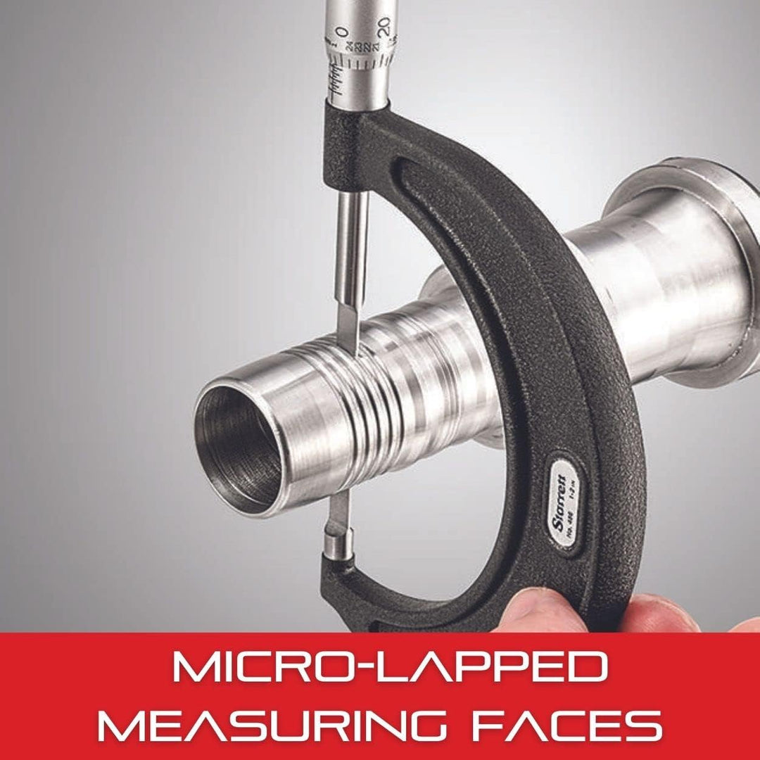 Starrett 436.1XRL-1 Aussenmikrometer, Ratschenanschlag, Kontermutter, Hartmetallflächen, Bereich 0-1