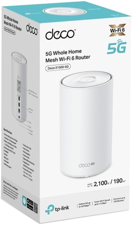 TP-Link Deco X1500-5G LTE WLAN Router Wi-Fi 6 AX1500, 5G bis zu 4,67 Gbit/s Download & 1,25 Gbit/s U