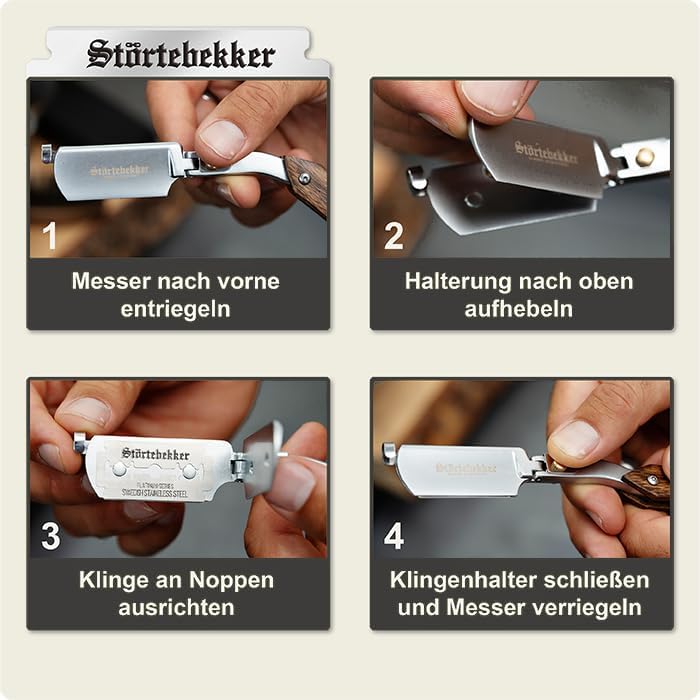 Störtebekker® Premium Rasiermesser Set im handgefertigten Lederetui - inkl. Rasierpinsel, Rasierscha