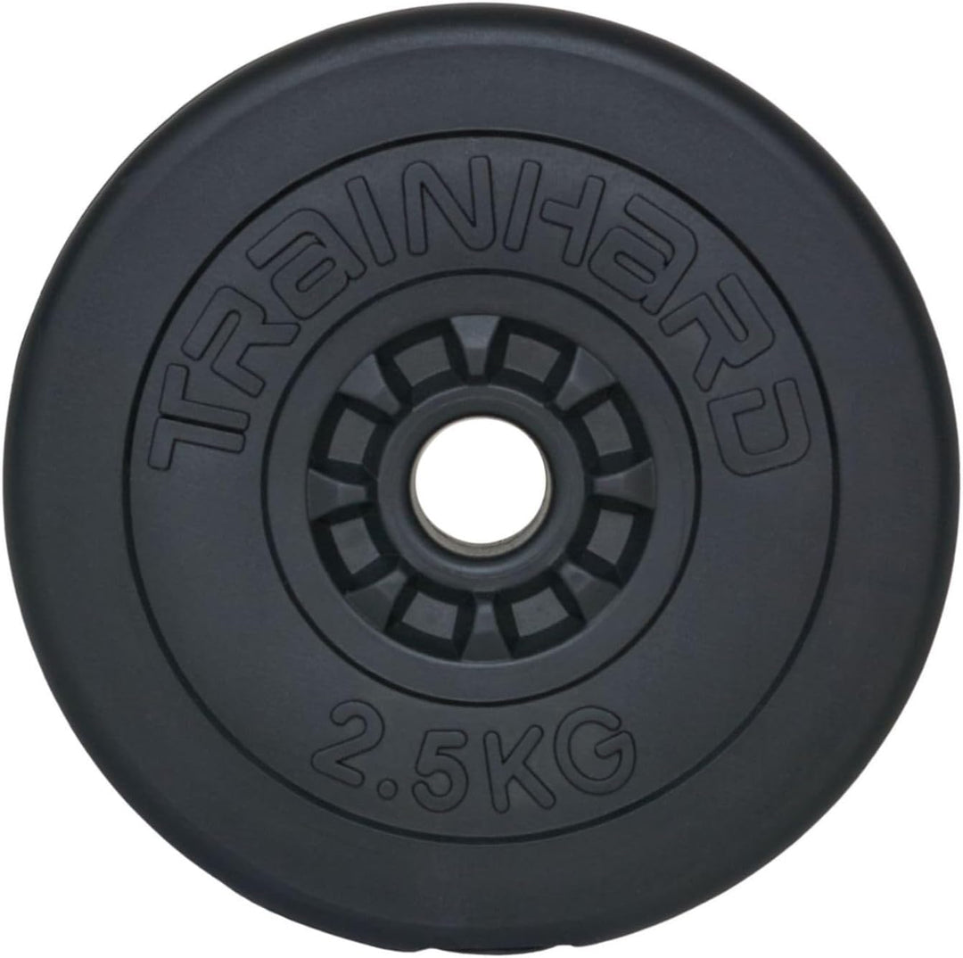TrainHard Hantelscheiben Set 20-30 kg Gewichte aus Kunststoff Zement Gesamtgewichte mit 30/31 mm Boh