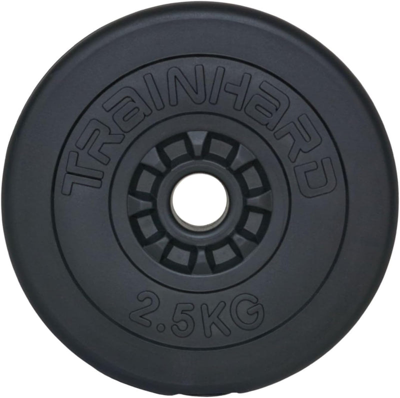 TrainHard Hantelscheiben Set 20-30 kg Gewichte aus Kunststoff Zement Gesamtgewichte mit 30/31 mm Boh