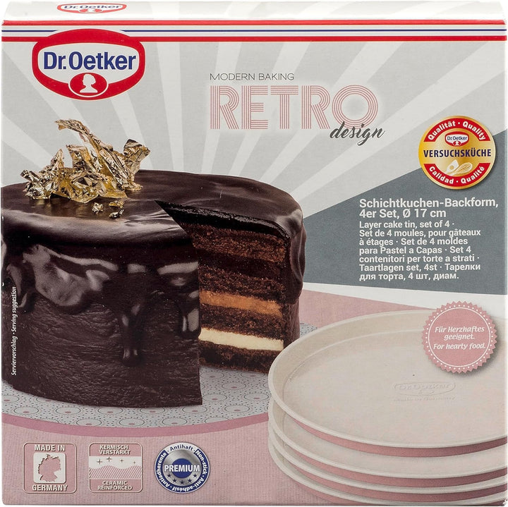 Dr. Oetker Schichtkuchen-Backform Baking - Retro Design, runde Kuchenform mit zweifarbiger, keramisc