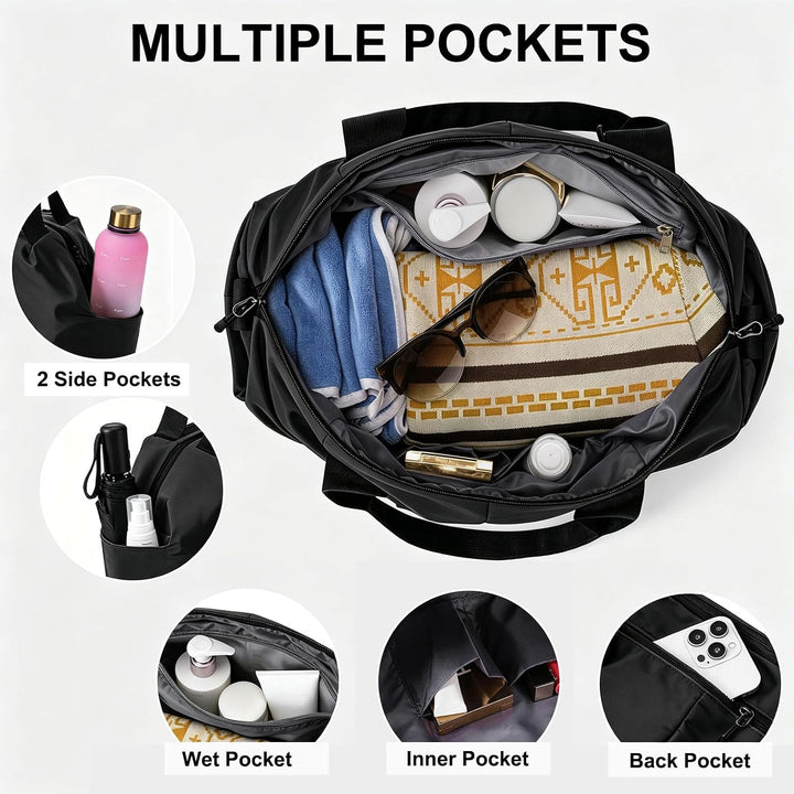 Sporttasche Damen Klein Reisetasche, 45x27x20 cm, mit Nassfach, Weekender Fitness Gym Bag, Sport Tas