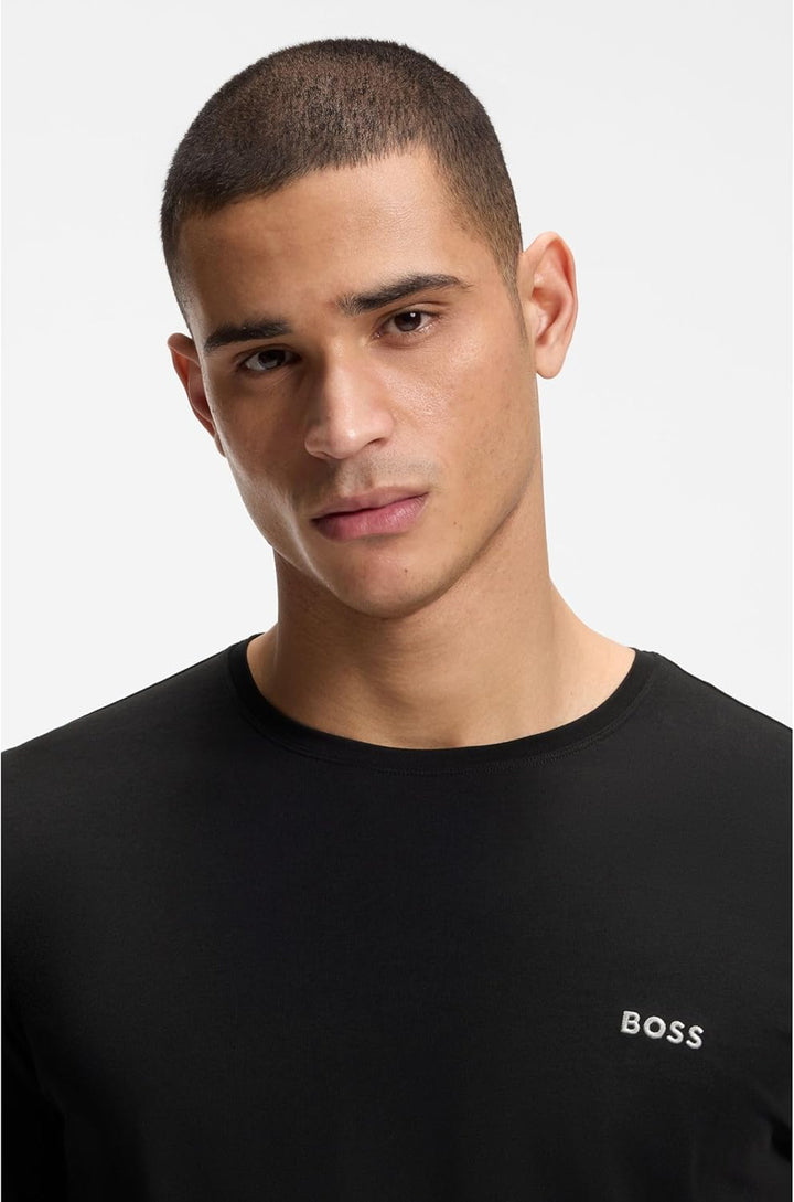 BOSS Herren Mix&Match LS-Shirt R Regular-Fit Longsleeve aus Stretch-Baumwolle mit Logo-Stickerei Sch