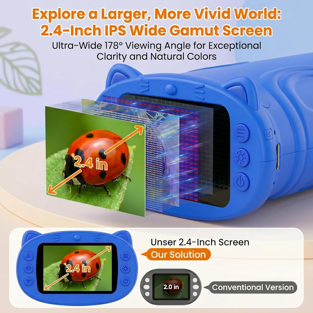 Mikroskop für Kinder, 1000X 4K Digitales Mini-Mikroskop mit 2,4″ IPS-Display, 8 LED Licht, USB-aufla