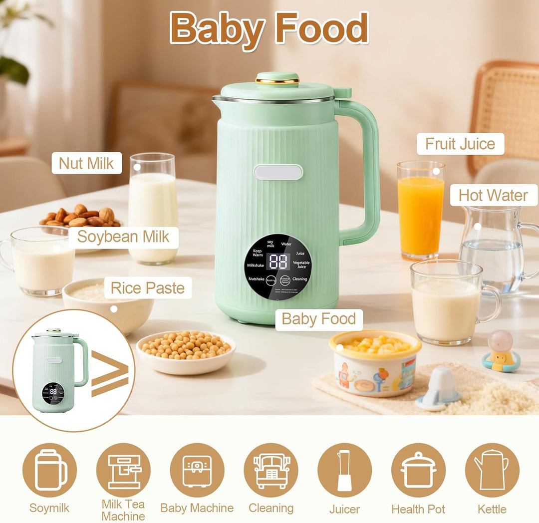 8 in 1 Nussmilchmaschine, 1200ml Automatische Sojamilch Maschine, mit Startverzögerung/Warmhaltefunk