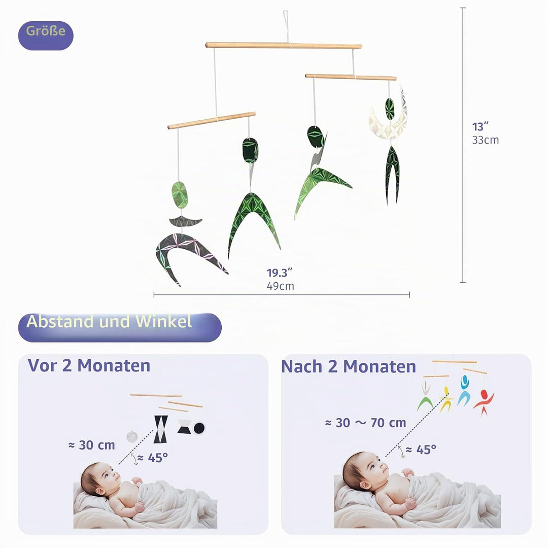 Purgano Grüne Tänzer Mobile, Montessori-Mobile, Babyspielzeug, Wickelspielzeug, Visuelle Verfolgung,