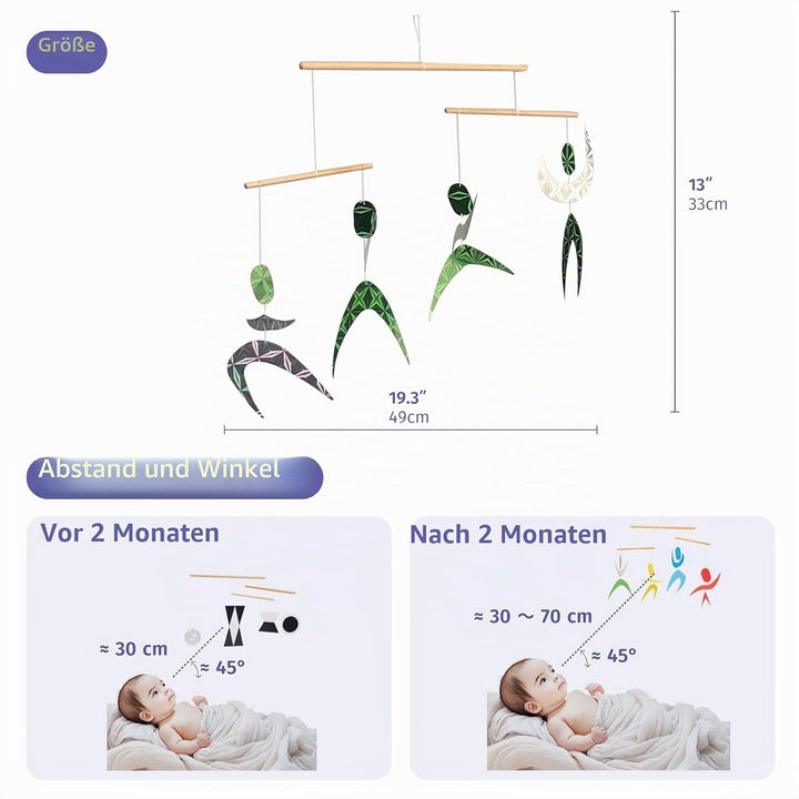 Purgano Grüne Tänzer Mobile, Montessori-Mobile, Babyspielzeug, Wickelspielzeug, Visuelle Verfolgung,