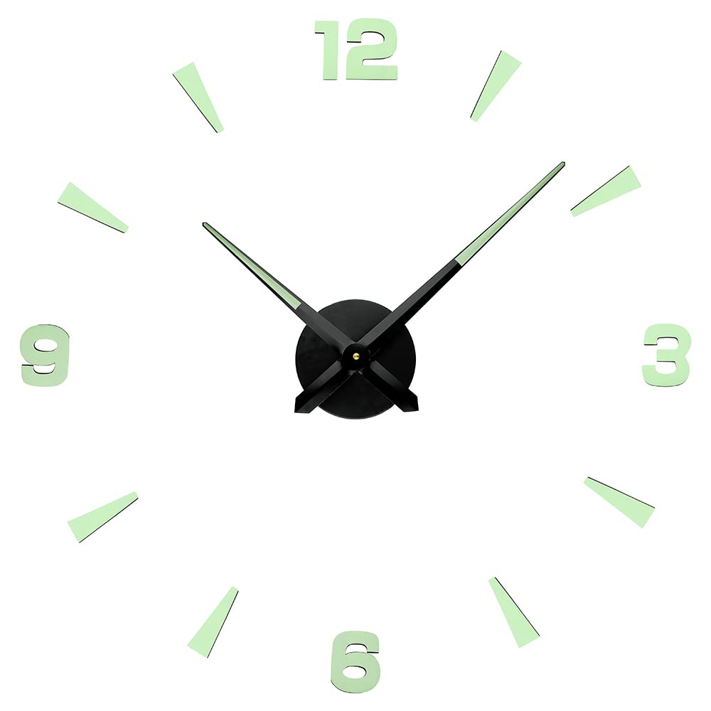 PRIM DIY 3D Wanduhr Luminiferous II, Lumini Hellgrün/Schwarz, LUMINI, Quarz-Schrittmotor, lumineszen