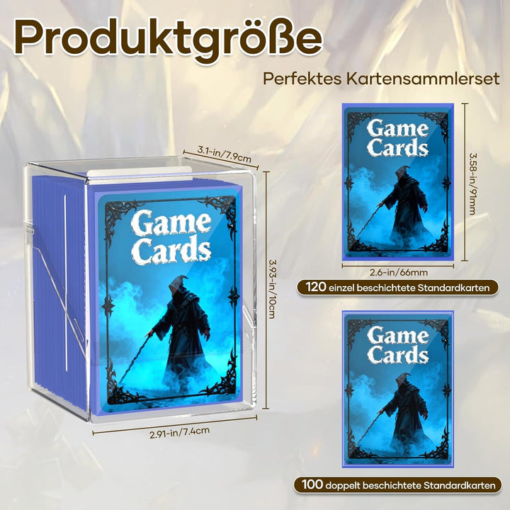 6 Stück Card Deck Boxen, Transparent Commander Kartenbox mit 600Pcs Kartenhüllen und Kartentrenner,