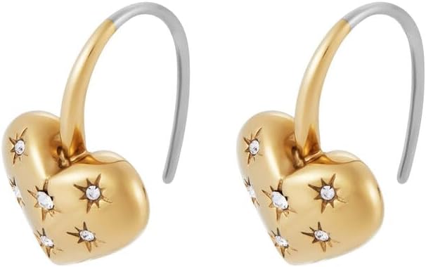 Fossil Damen Ohrringe aus Edelstahl oder Halbedelstein mit Ohrhaken oder Drahtverschluss, Gelbgold