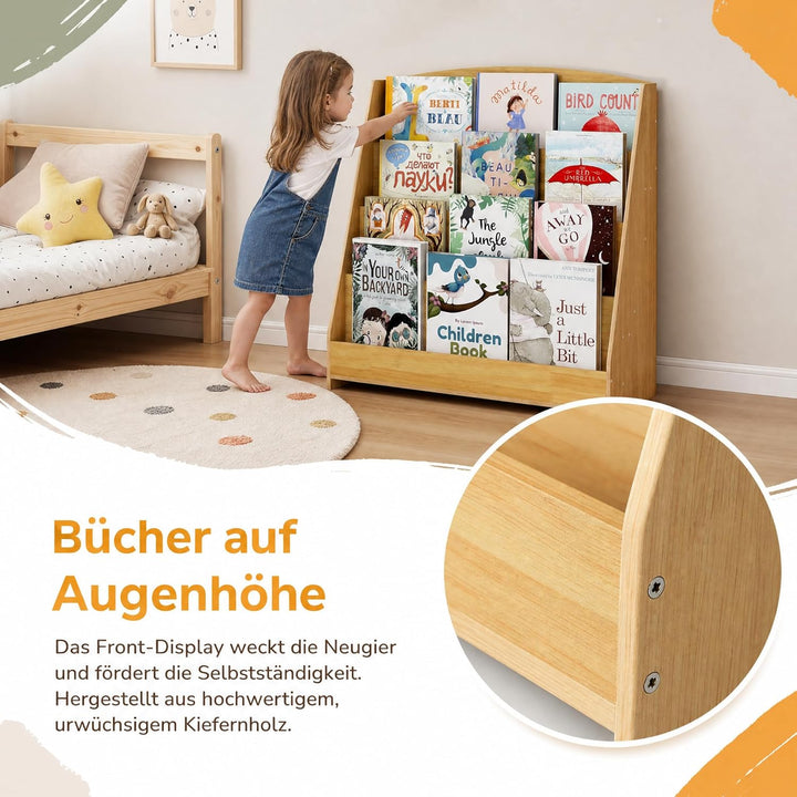4 Tier Bücherregal Kinder Montessori Kinderregal 88cm Höhe, Kinderzimmer Spielzeug Aufbewahrung Büch