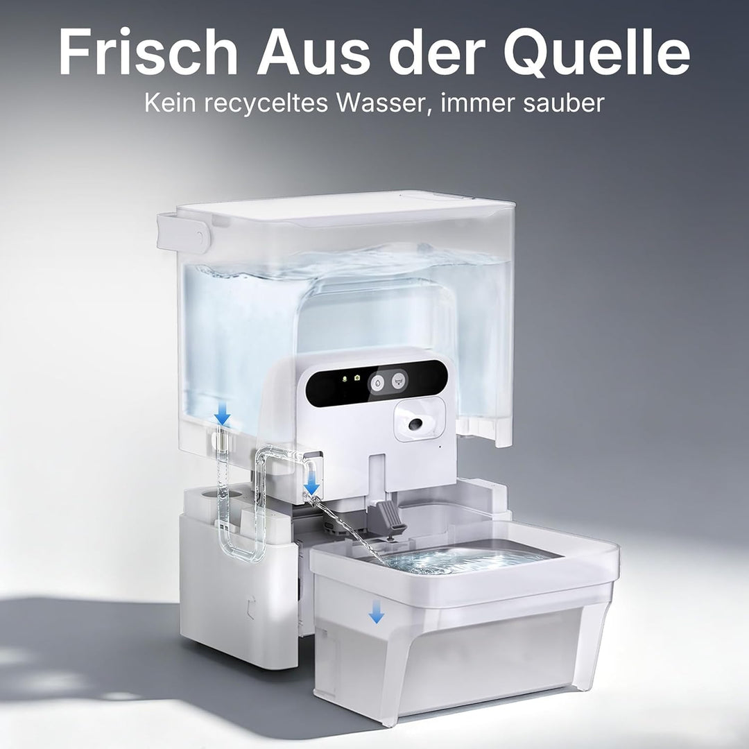 PETKIT EverSweet Ultra Katzen Trinkbrunnen mit KI-Kamera, 5L Frisch/Abwassertrennung, Filterloses De