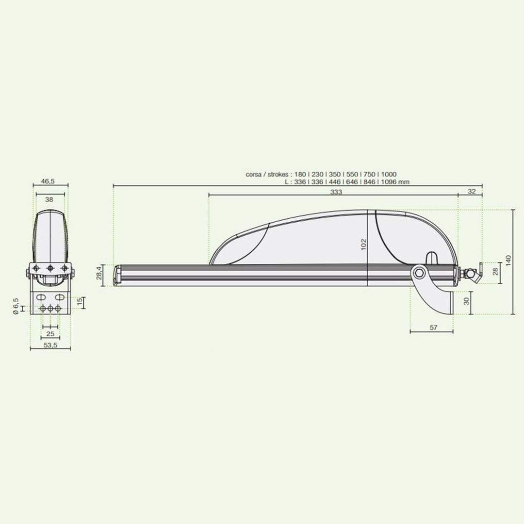 Elektrischer Fensterantrieb AIRWIN mit Zahnstange, elektrischer Fensteröffner (A45-450N Hub 230 mm),