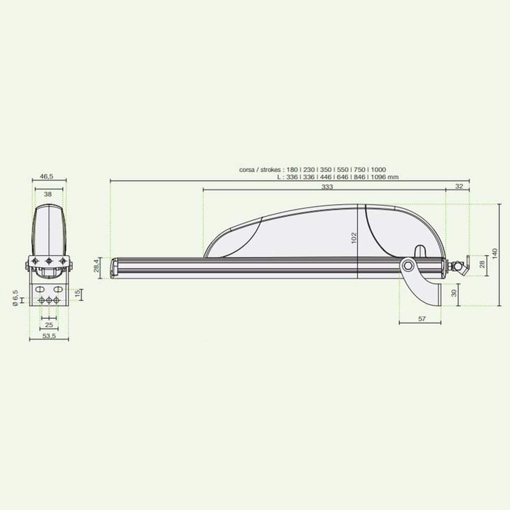 Elektrischer Fensterantrieb AIRWIN mit Zahnstange, elektrischer Fensteröffner (A45-450N Hub 230 mm),