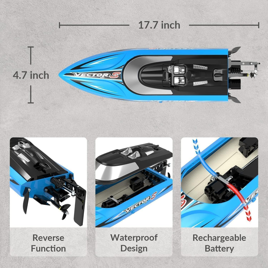 VOLANTEXRC RC Boot Vector S, ferngesteuertes Boot für Pools und Seen, 45+ kmh RC-Boot mit Alarmfunkt