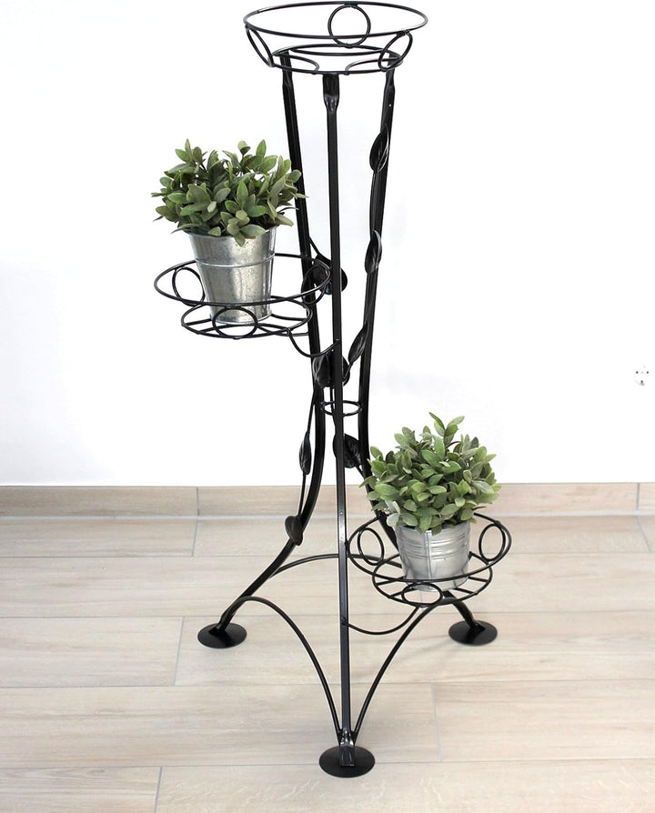 DanDiBo Blumentreppe Metall Schwarz 100 cm Blumenständer mit 3 Ablagen KW041 Blumensäule Pflanzenstä