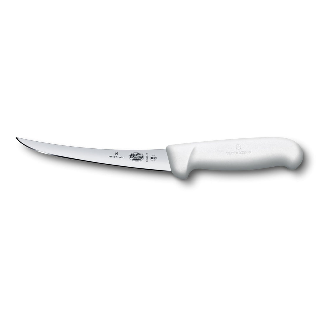 Victorinox Fibrox Ausbeinmesser, Scharfes Küchenmesser für Fleisch und Fisch, 15 cm, Gebogene Klinge