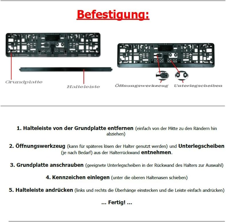 Satz (2 Stück) Kennzeichenhalter - MIT INDIVIDUELLEM WUNSCHTEXT - PREMIUMQUALITÄT - mit Abnehmbarer