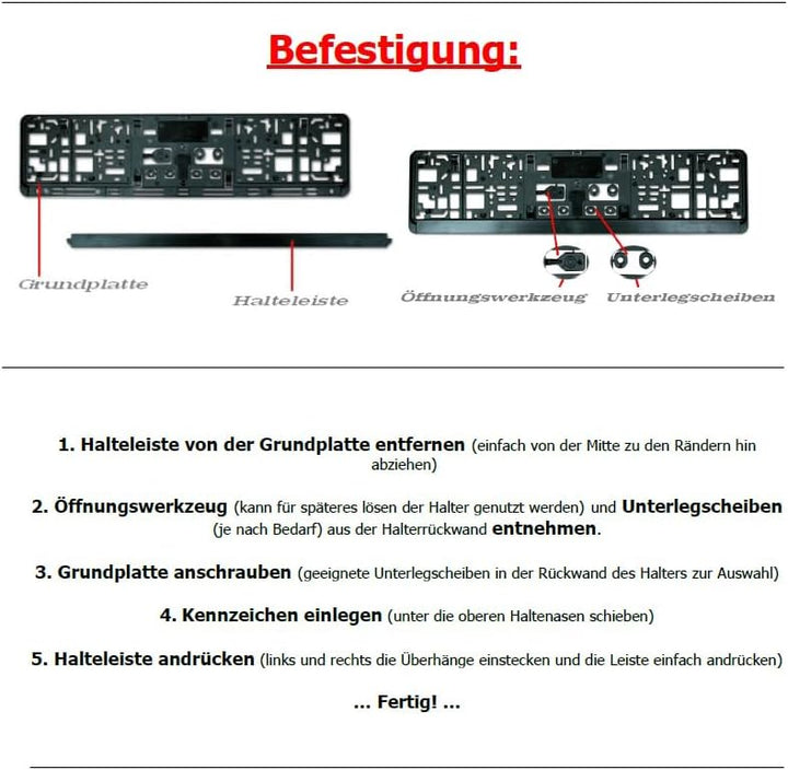 Satz (2 Stück) Kennzeichenhalter - MIT INDIVIDUELLEM WUNSCHTEXT - PREMIUMQUALITÄT - mit Abnehmbarer