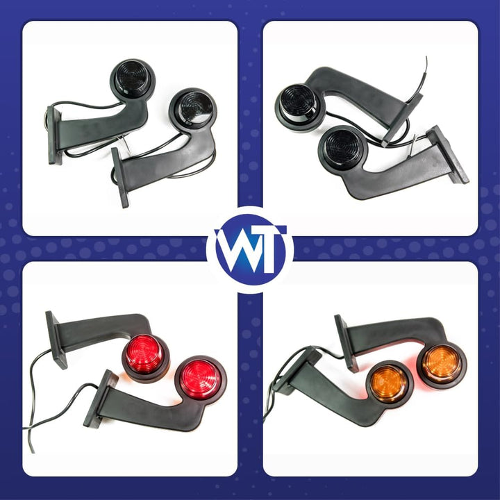 Web Truck 2 x LED Gummi Begrenzungsleuchte Seitenleuchte 12V 24V mit Old School DARK Graphite Positi