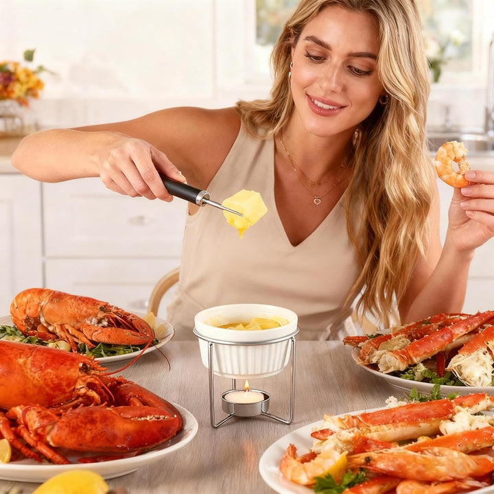 Keramik-Fondue-Wärmer – Buttertopf-Set, Küchenzubehör mit tragbarem Design, Kochzubehör mit leicht z