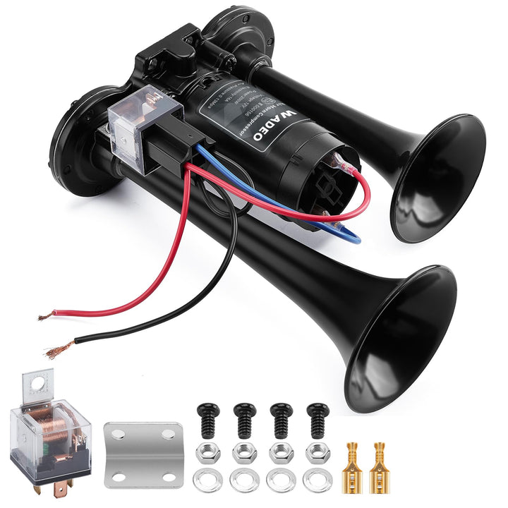 WADEO LKW Hupe 12V 118db, Super Laut Autohupe mit Kompressor, Lufthorn Drucklufthorn Kit für alle 12