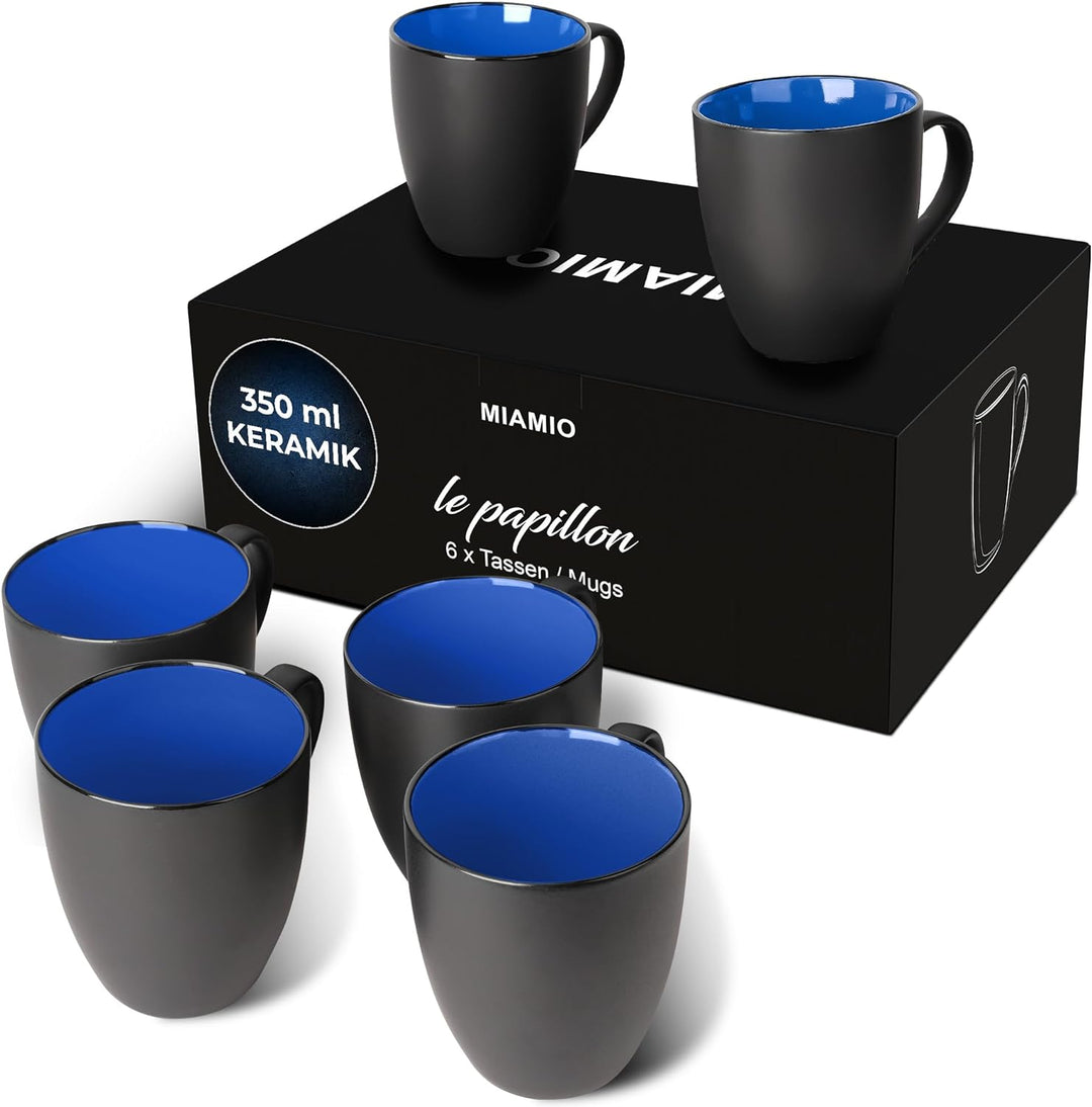 MIAMIO - 6 x 350 ml Kaffeetassen/Kaffeebecher Set - Tassen Set 6er Modern - Le Papillon Kollektion (