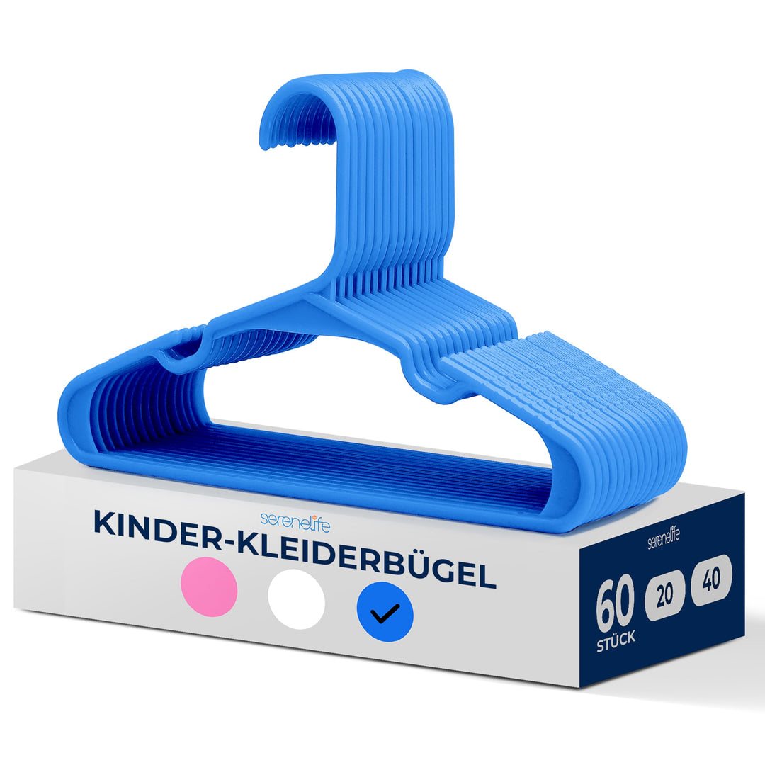 SereneLife Kinderkleiderbügel 60er Set – Kleiderbügel Kinder & Baby Kleiderbügel Kunststoff & rutsch