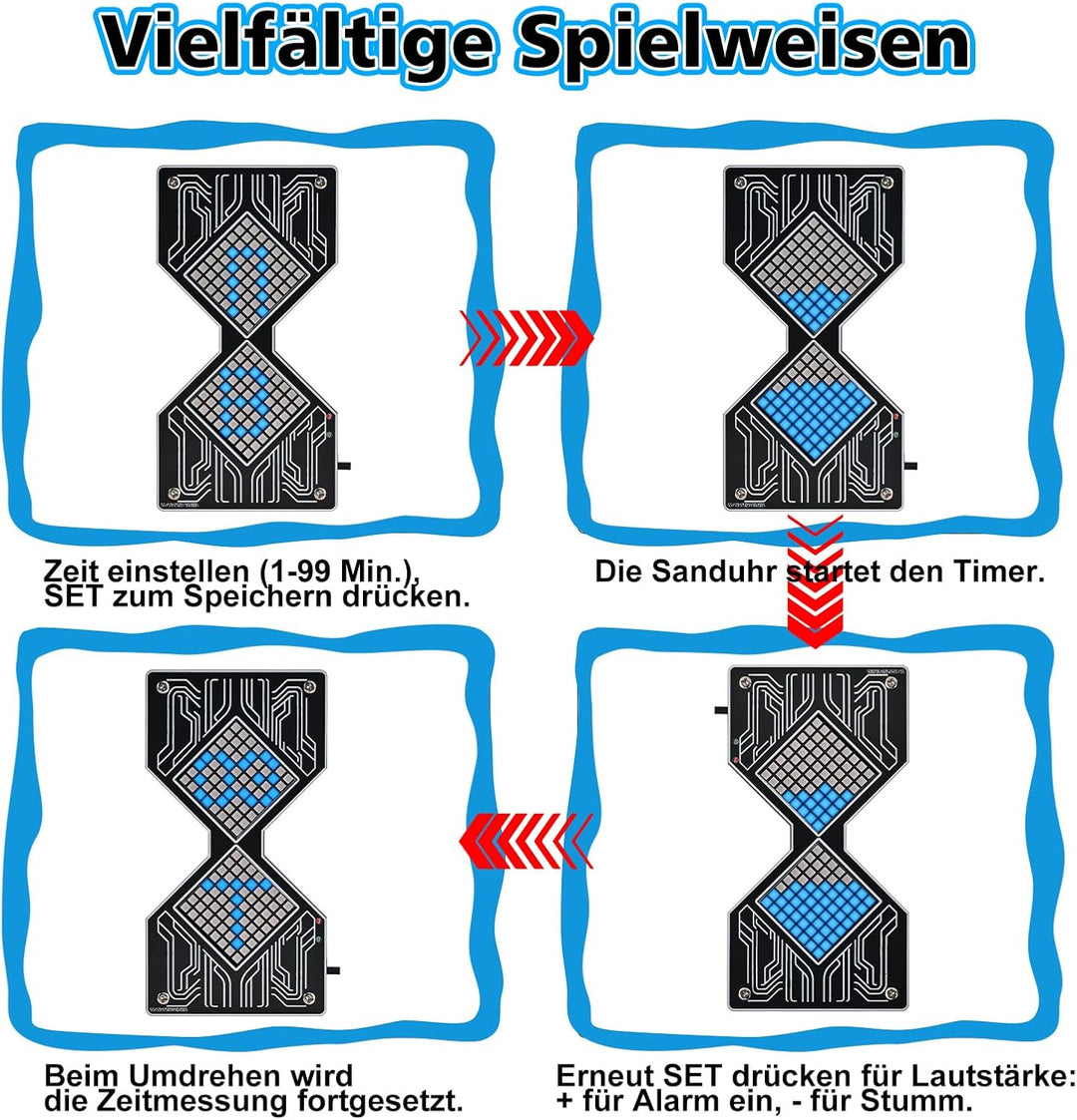 PEMENOL DIY Elektronische Sanduhr Löt Bausatz Digital Timer Einstellbar von 1 bis 99 Min Wiederaufla