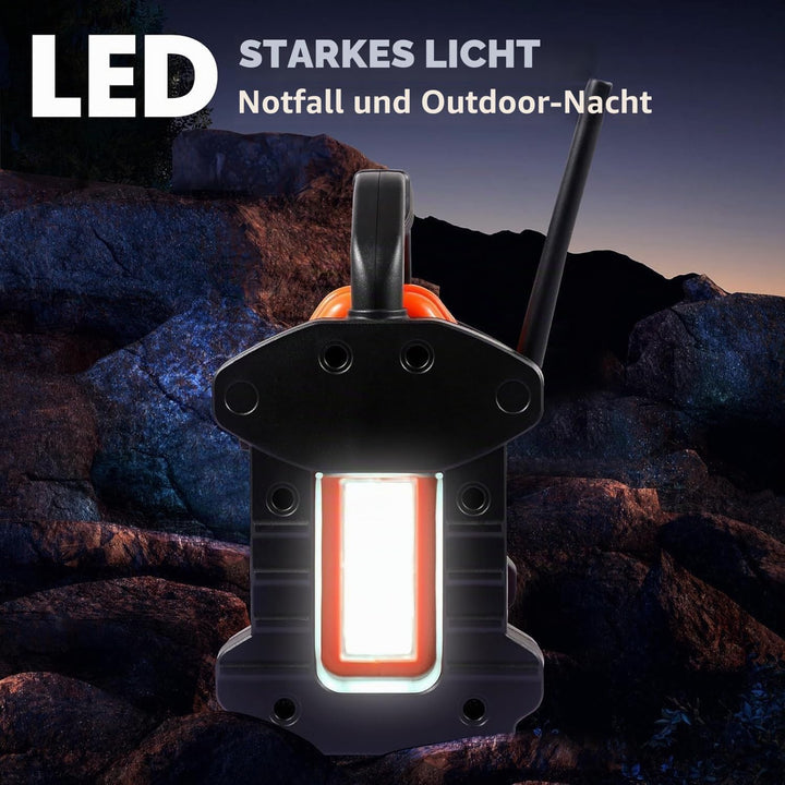 Jobsite Radio Bluetooth Speaker, 30W IPX 66 wasserdichter FM-Rundfunkuhr mit LED-Lichtern, Anti-Koll