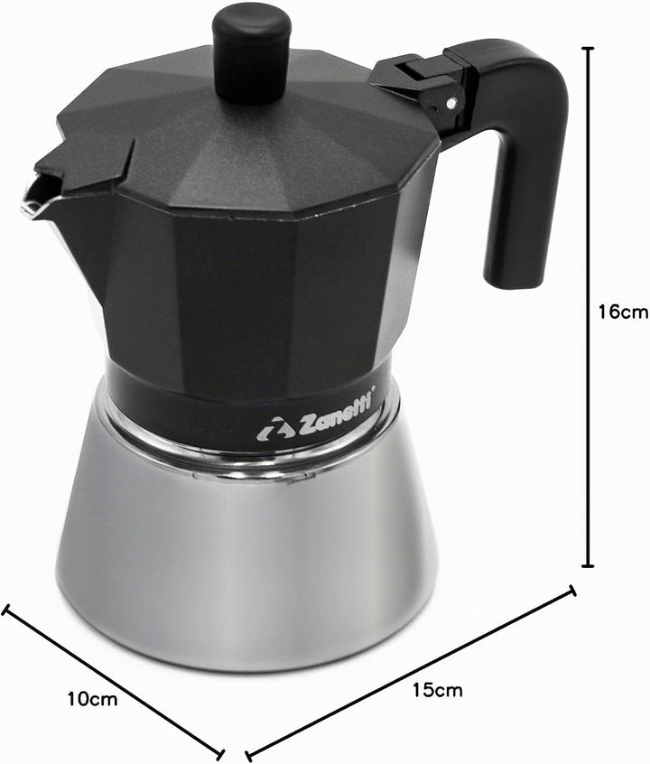 Zanetti, Star Espressokocher, Induktion, 3 Tassen, Espressokocher mit Kessel aus Edelstahl und Ergon