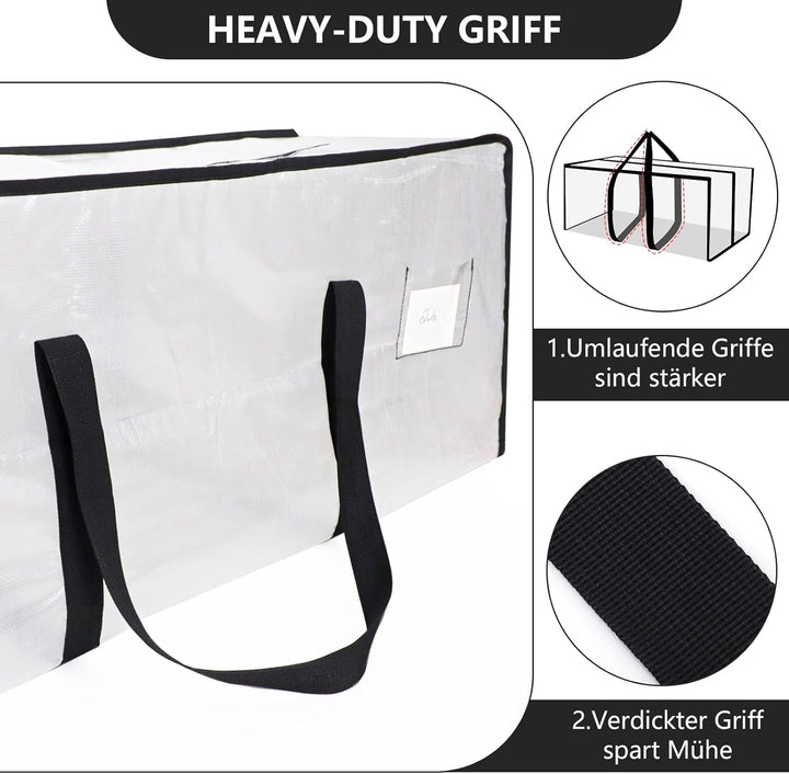 Dntorx 4 Stück 120L Aufbewahrungstasche, Heavy-Duty Umzugstaschen Transparente Umzugskartons Grosse