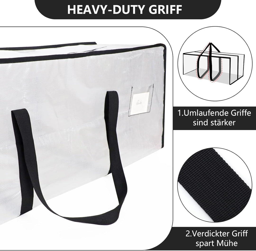 6 Stück 120L Aufbewahrungstasche, Heavy-Duty Weihnachtslager Transparente Umzugskartons Grosse mit R