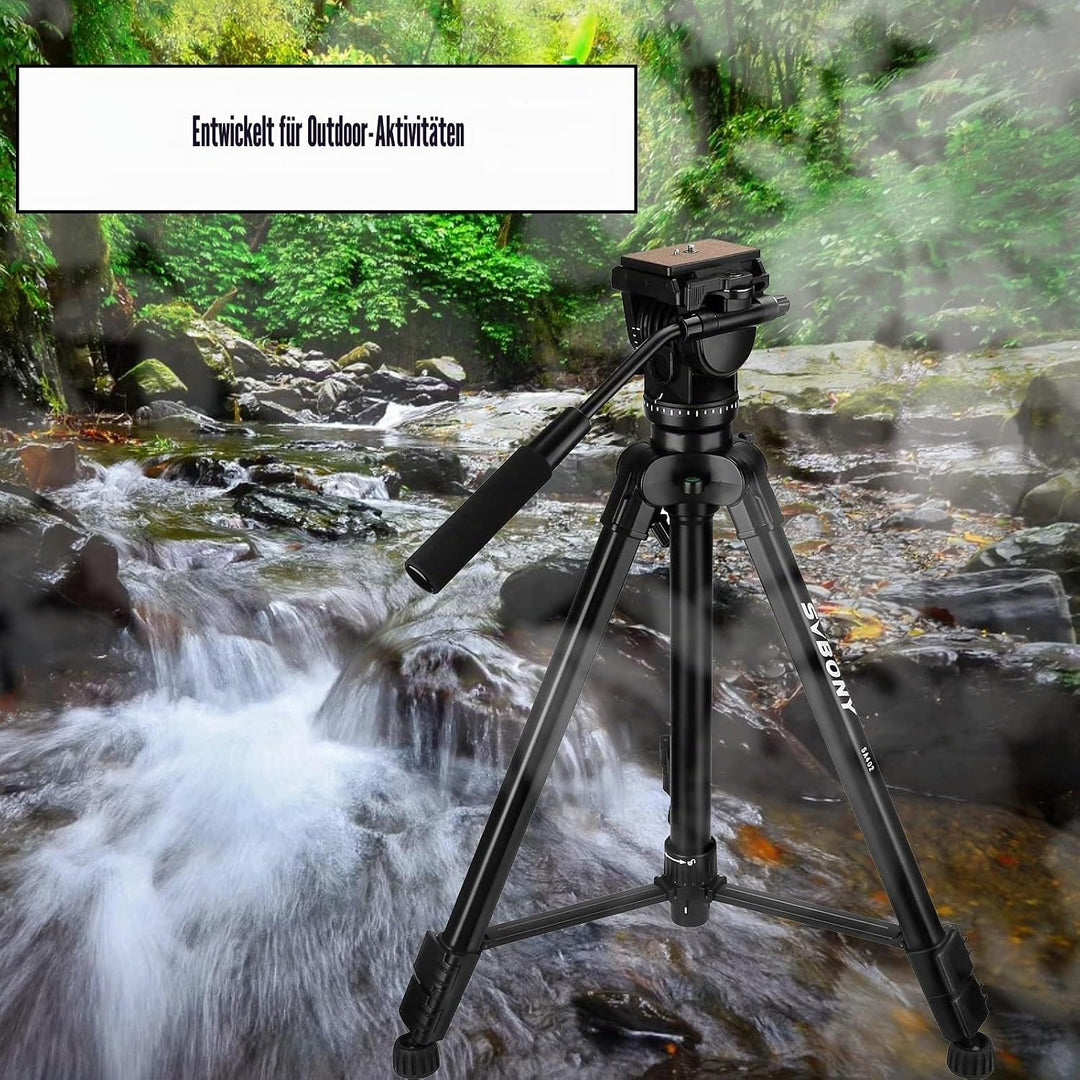 Svbony SA402 Kamerastativ Fluid Head Aluminium, Professionelles Reisestativ mit Schnellwechselplatte