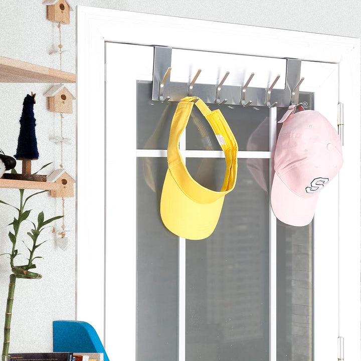 WEBI Türhaken zum Einhängen,Türgarderobe mit 6 Haken,Türaufhänger,Kleiderhaken Tür,Haken Tür,Türhake