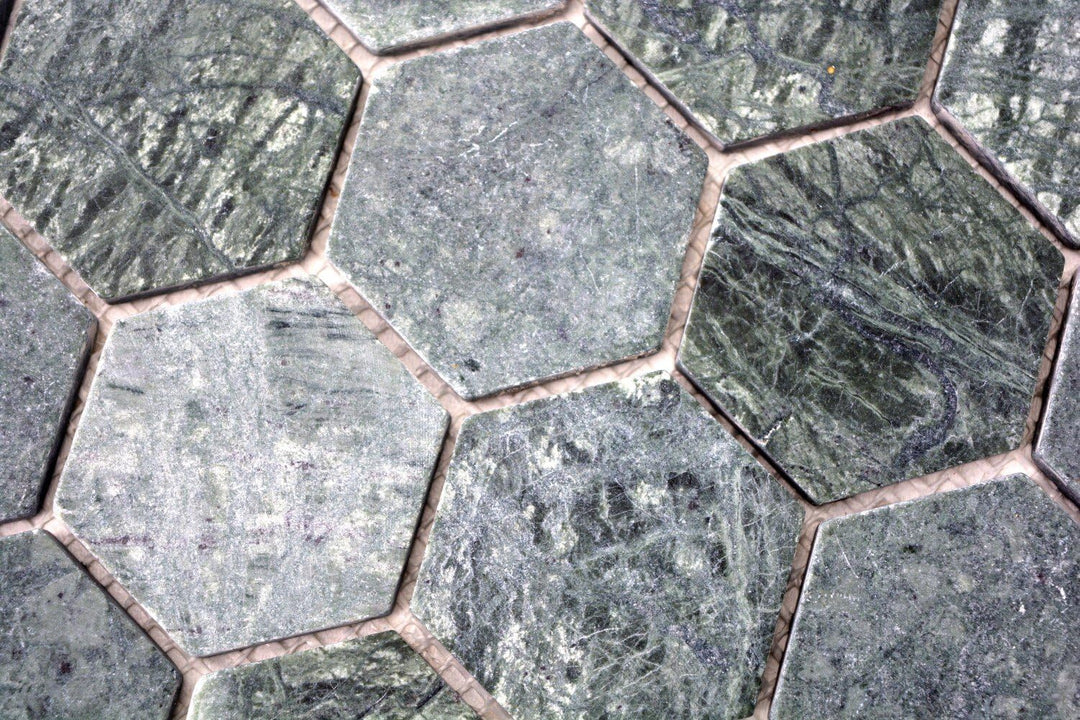 Mosaik Fliese Marmor Naturstein Hexagon Marmor grün für WAND BAD DUSCHE KÜCHE FLIESENSPIEGEL THEKENV