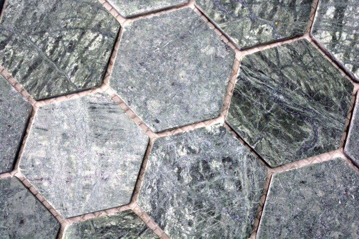 Mosaik Fliese Marmor Naturstein Hexagon Marmor grün für WAND BAD DUSCHE KÜCHE FLIESENSPIEGEL THEKENV