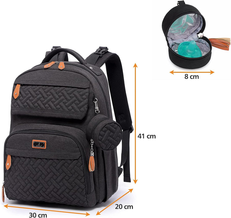 BabbleRoo Wickeltasche Rucksack Grosser Wickelrucksack mit Wickelauflage, Schnullertasche & Kinderwa